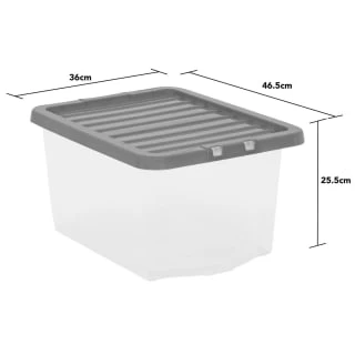 B&M Clear Storage Box With Lid 30L - Grey 4 B&M Clear Storage Box With Lid 30L - Grey - Image 4