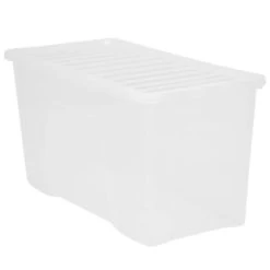 B&M Large Storage Box With Lid 110L - Clear -Home Decor Shop 284861 110l storage box with lid clear