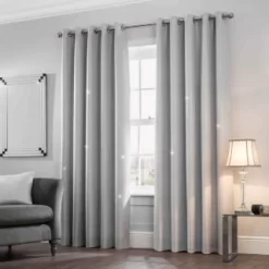 B&M Mystica Shimmer Thermal Lined Silver Curtains 66 X 90"