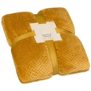 B&M Oversized Waffle Throw - Ochre 1 B&M Oversized Waffle Throw - Ochre