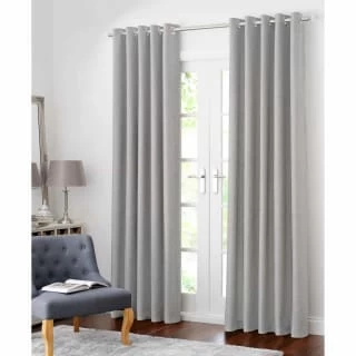 B&M Colorado Hopsack Fully Lined Eyelet Curtains 46 X 54" - Silver 1 B&M Colorado Hopsack Fully Lined Eyelet Curtains 46 X 54" - Silver