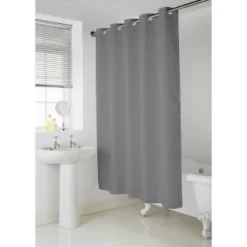 B&M Addis Hookless Textured Shower Curtain - Grey