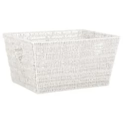 B&M Vannes Heart Cut Out Wicker Basket - White