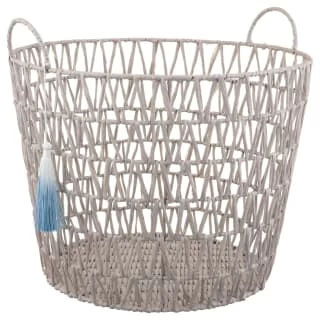 B&M Storage Basket With Tassel - Grey 1 B&M Storage Basket With Tassel - Grey