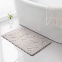 B&M Scallop Memory Foam Bath Mat - Taupe