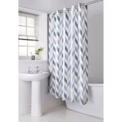 B&M Hookless Print Shower Curtain - Blue