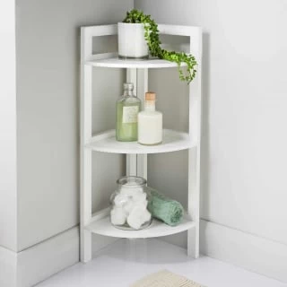 Maine 3 Tier Corner Shelving - White 1 Maine 3 Tier Corner Shelving - White