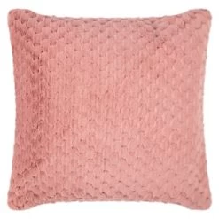 Waffle Faux Fur Cushion - Blush