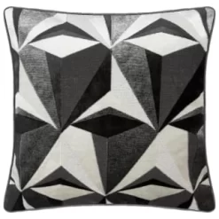 Jenson Geo Velvet Cushion - Grey