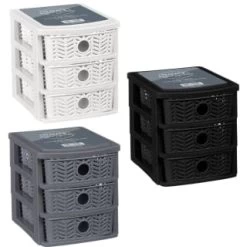 B&M 3 Tier Chevron Storage Organiser - Black -Home Decor Shop 377462 3 drawer chevron organiser main