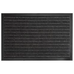 B&M Large Printed Magic Doormat - Black & Grey Stripe
