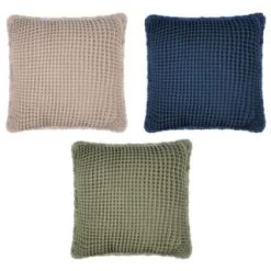 B&M Cotton Waffle Cushion - Green 5 B&M Cotton Waffle Cushion - Green -Home Decor Shop 380445 380640 380486 cotton waffle cushion main