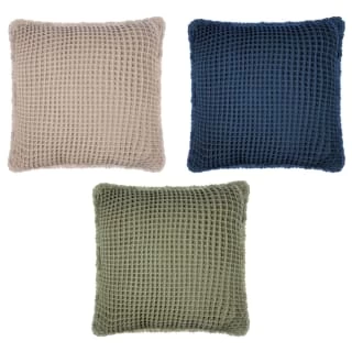 B&M Cotton Waffle Cushion - Green 3 B&M Cotton Waffle Cushion - Green - Image 3