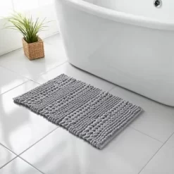 Retreat Knitted Bath Mat 50 X 80cm - Grey