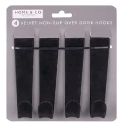 B&M Velvet Overdoor Hooks 4pk - Black 6 B&M Velvet Overdoor Hooks 4pk - Black -Home Decor Shop 383665 4 velvet non slip over door hooks black
