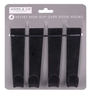 B&M Velvet Overdoor Hooks 4pk - Black 3 B&M Velvet Overdoor Hooks 4pk - Black - Image 3