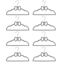 B&M Children's Non-Slip Hangers 8pk - Grey -Home Decor Shop 383693 8pk childrens hangers grey bow