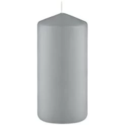Grey Pillar Candles 4pk -Home Decor Shop 387750 4 pack grey pillar candles