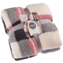 Simply Everyday Check Sherpa Throw - Red