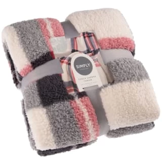 Simply Everyday Check Sherpa Throw - Red 1 Simply Everyday Check Sherpa Throw - Red