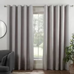 B&M Colorado Hopsack Fully Lined Silver Eyelet Curtains 66 X 90"