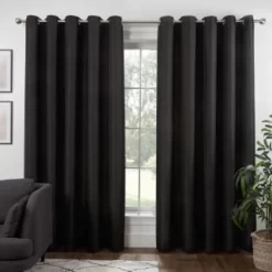 B&M Colorado Hopsack Fully Lined Black Eyelet Curtains 46 X 54"