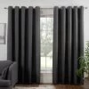 B&M Colorado Hopsack Fully Lined Charcoal Eyelet Curtains 46 X 72"