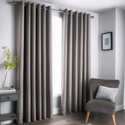 B&M Oxford Grey Black Out Curtains With Eyelets 46 X 72"