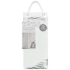 B&M Metallic Printed Shower Curtain - Silver Leaves