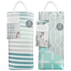 Blue Stripe Printed Shower Curtain -Home Decor Shop 390591 printed shower curtain blue group