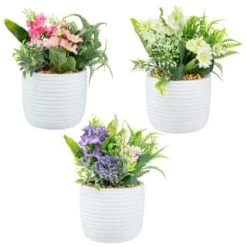 Bloom Mixed Flowers In Pot - White -Home Decor Shop 392829 mixed flowers in pot group