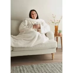 Home Essentials Teddy TV Blanket - Cream -Home Decor Shop 393427 home essentials teddy tv blanket cream
