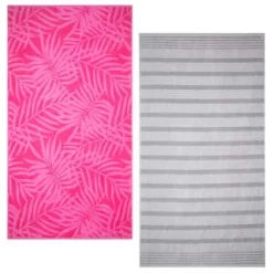 B&M Oversized Jacquard Beach Towel - Pink Tropical -Home Decor Shop 393922 oversize jacquard beach towel group 2