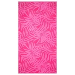 B&M Oversized Jacquard Beach Towel - Pink Tropical