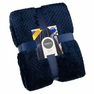 Simply Everyday Oversized Waffle Throw - Navy 1 Simply Everyday Oversized Waffle Throw - Navy