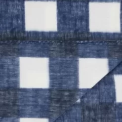 Simply Navy & Gingham Polar Fleece Throw 2pk -Home Decor Shop 395029 simply super soft throws 2pk navy gingham 4