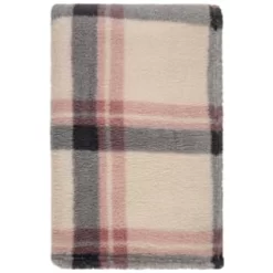 Simply Blush Check Sherpa Throw -Home Decor Shop 395364 stripe ocean tide cushion 4