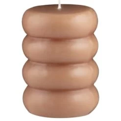 B&M Ribbed Pillar Candle - Brown
