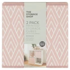 Lokken Printed Storage Cubes 2pk - Pink Diamond -Home Decor Shop 395838 2pk printed lokken storage cubes pink diamond 2