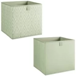 Lokken Printed Storage Cubes 2pk - Sage Diamond -Home Decor Shop 395843 2pk printed lokken storage cubes sage diamond 3