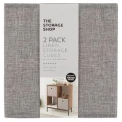 Home Decor Shop -Home Decor Shop 395851 2pk linen lokken storage cubes grey 2