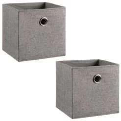 Lokken Linen Storage Cubes 2pk - Grey -Home Decor Shop 395851 2pk linen lokken storage cubes grey 3