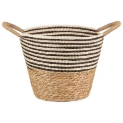B&M Stripe Top Basket With Handle - Mono