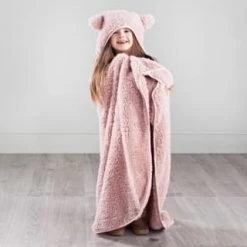 Simply Kids Hooded Sherpa Blanket - Blush
